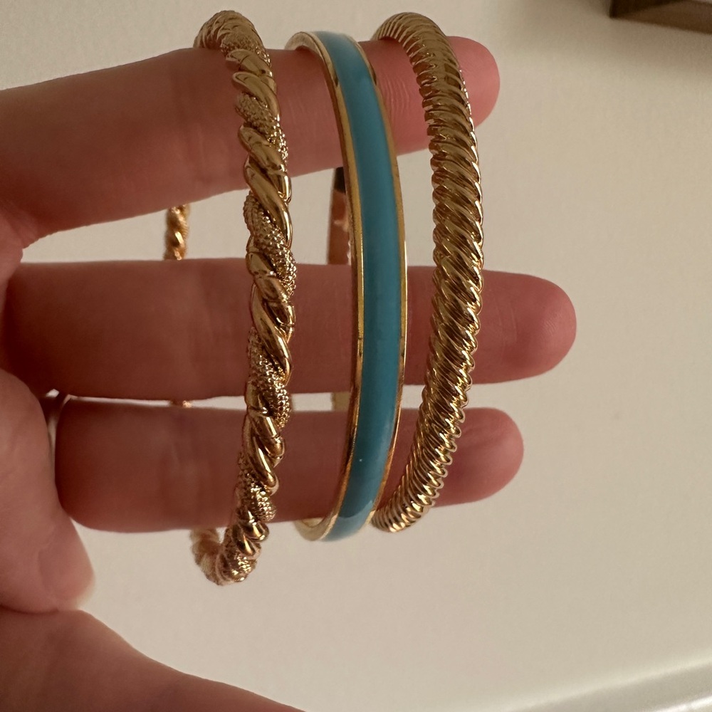 Set of three gold plated bangles from J. Crew. Excellent condition